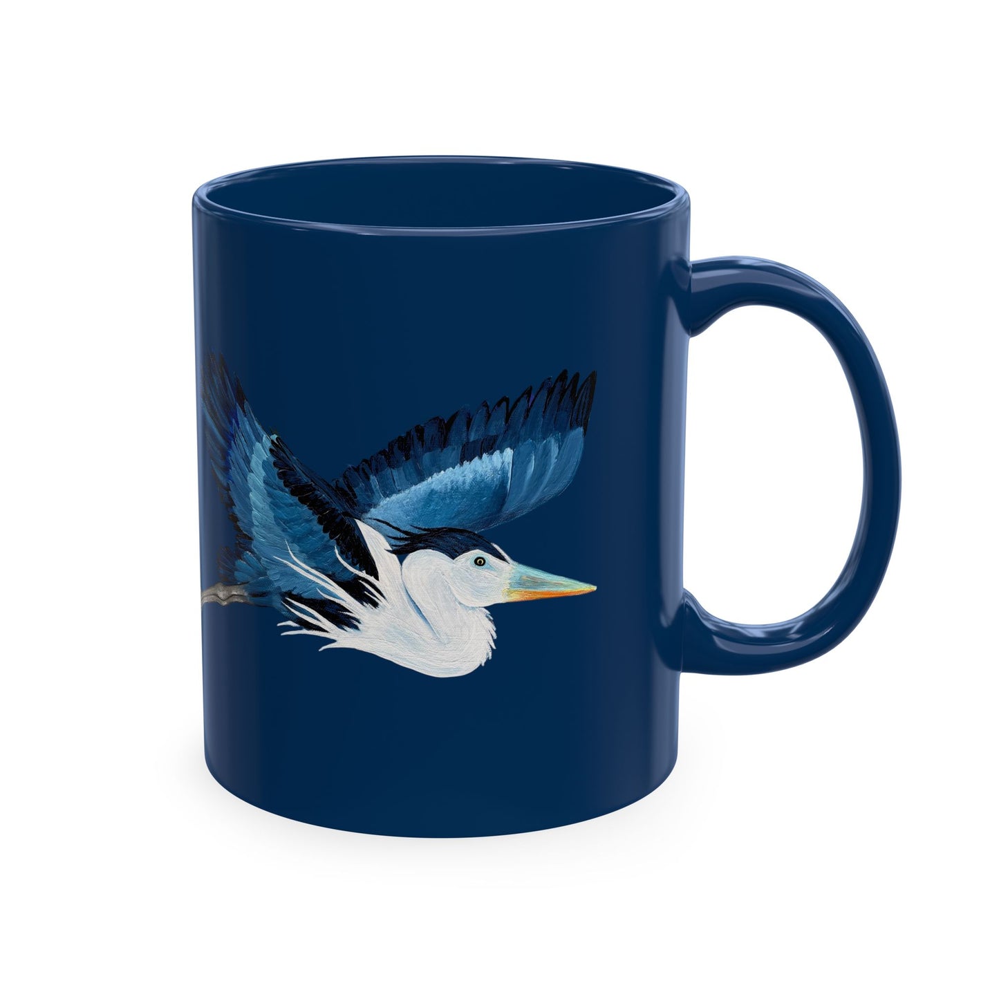Blue Heron Ceramic Mug — Nature Bird Coffee Cup