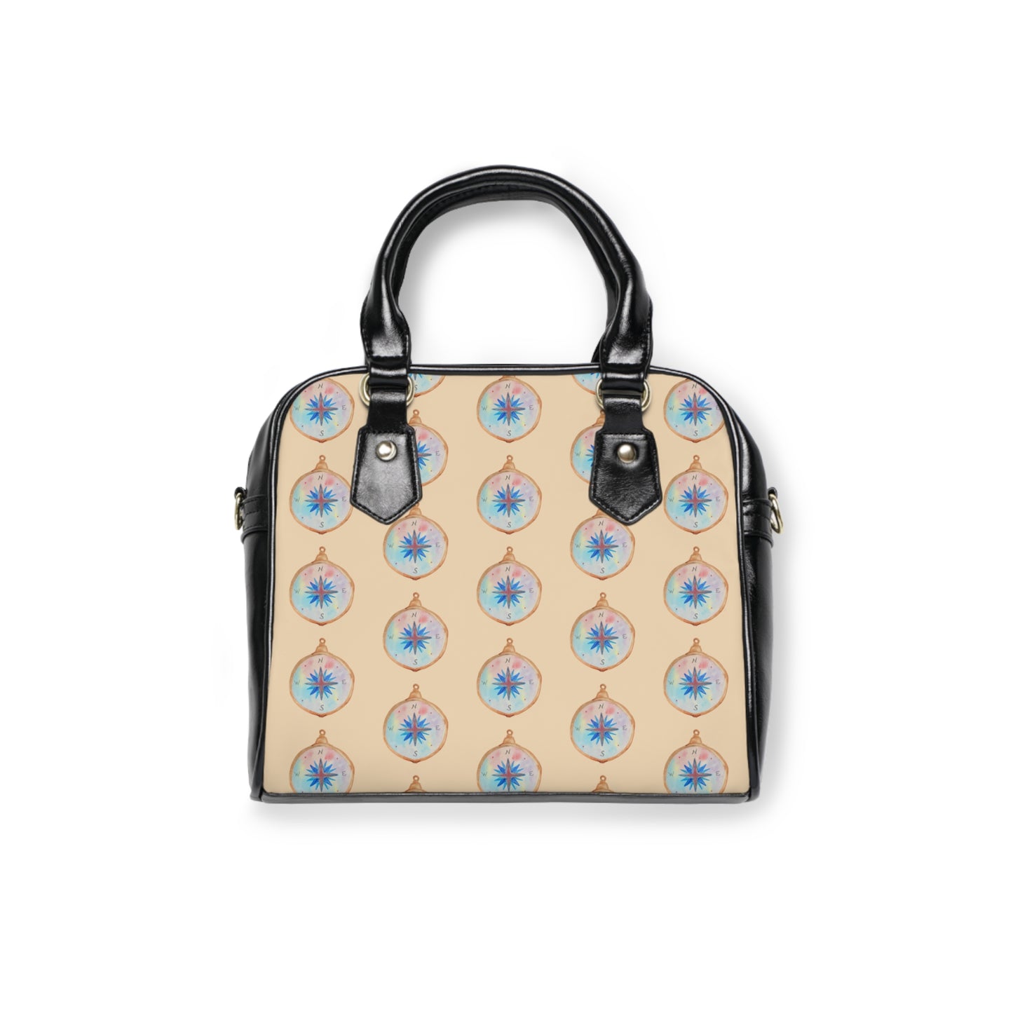 Watercolor Compass Shoulder Handbag — Travel-Inspired Boho Bag