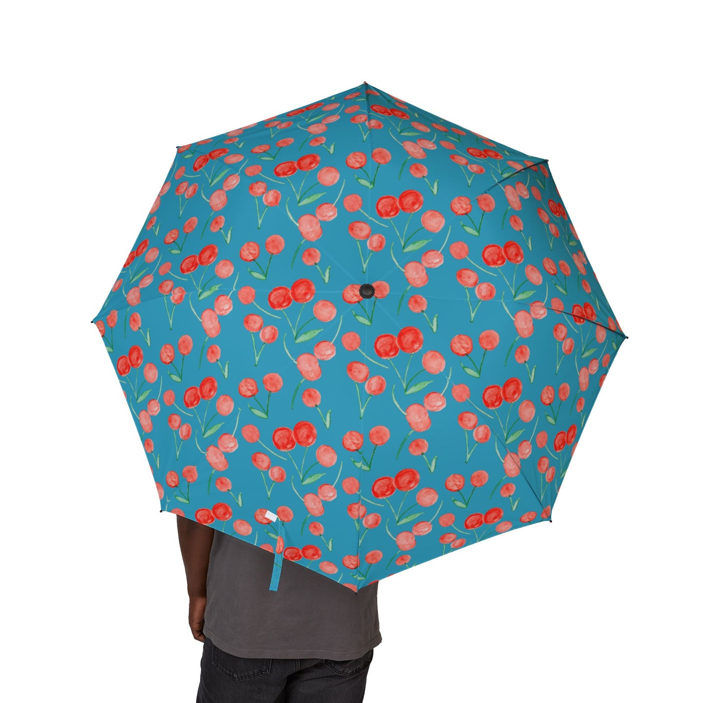 Cherry Pattern Turquoise Umbrella