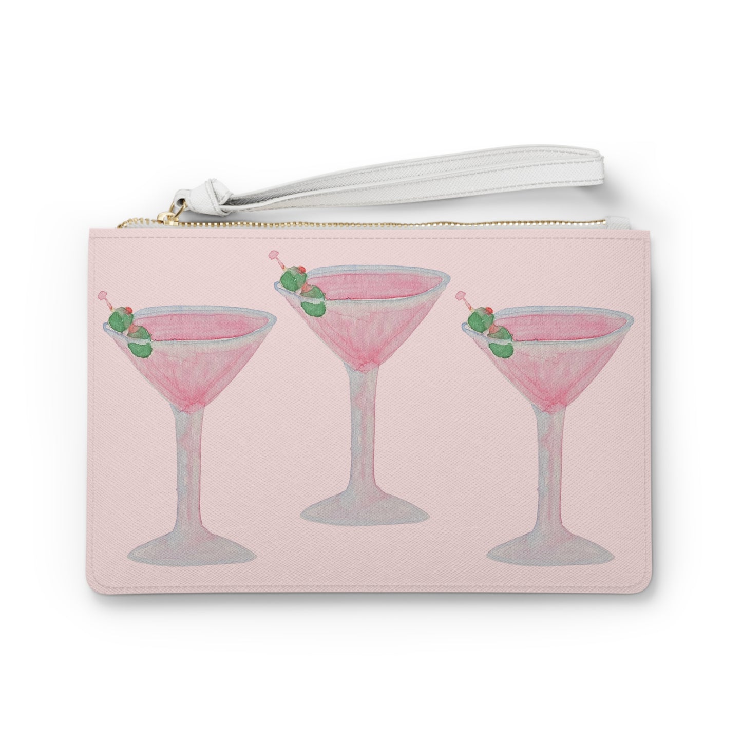 Pink Martini Watercolor Clutch Bag — Cocktail Blush Wristlet Purse