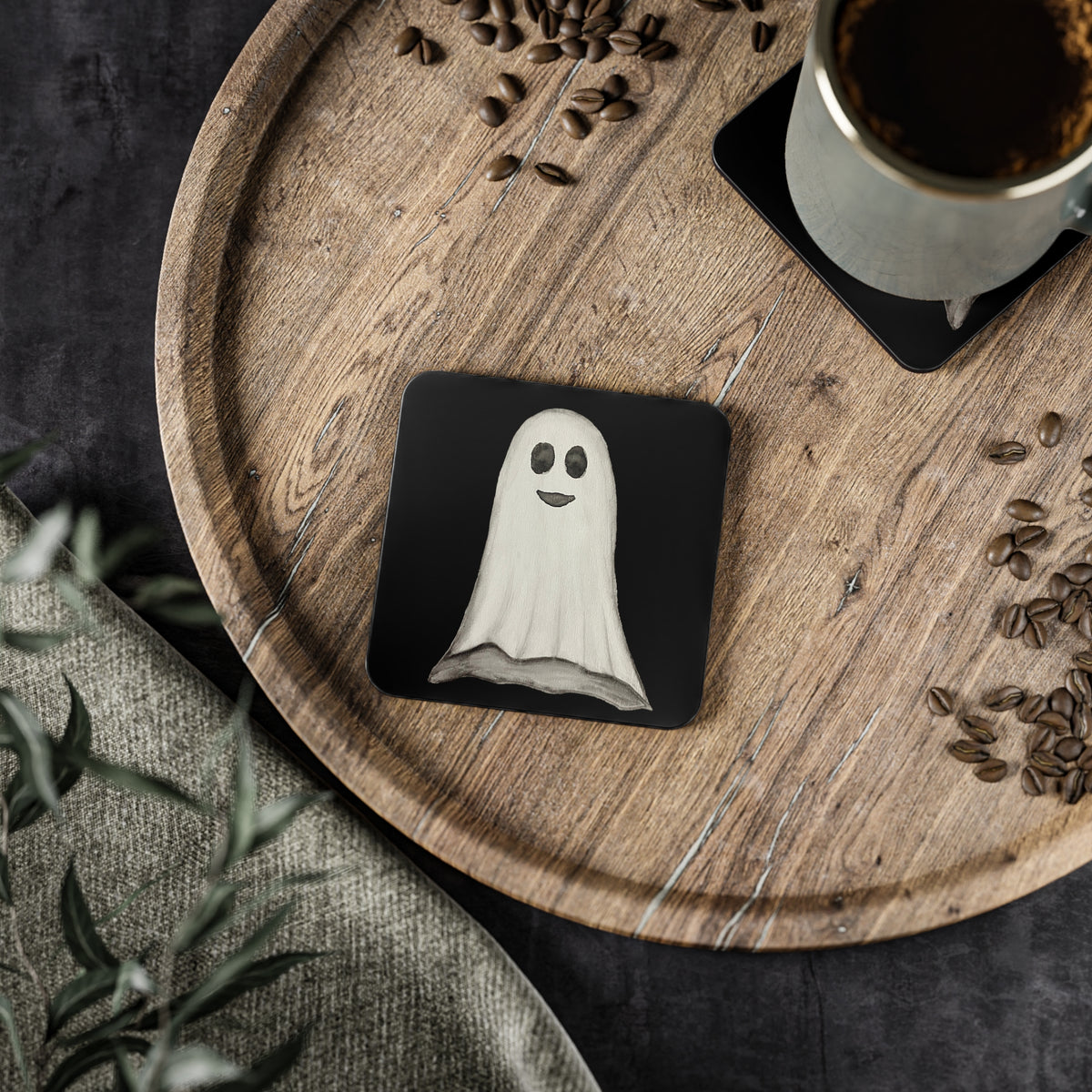 Ghost Coasters — Cute Vintage Halloween Drink Coaster Set