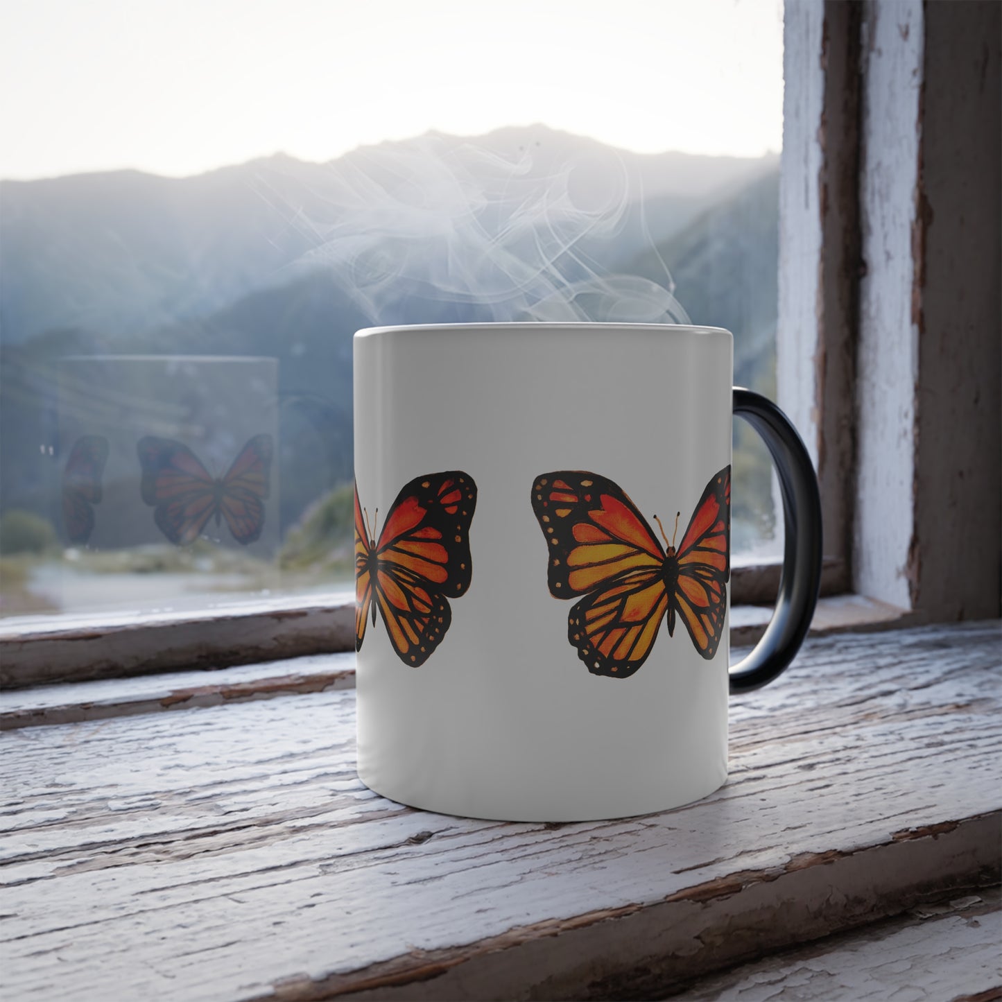 Color-Changing Butterfly Mug — 11oz Monarch Heat Reveal Coffee Cup