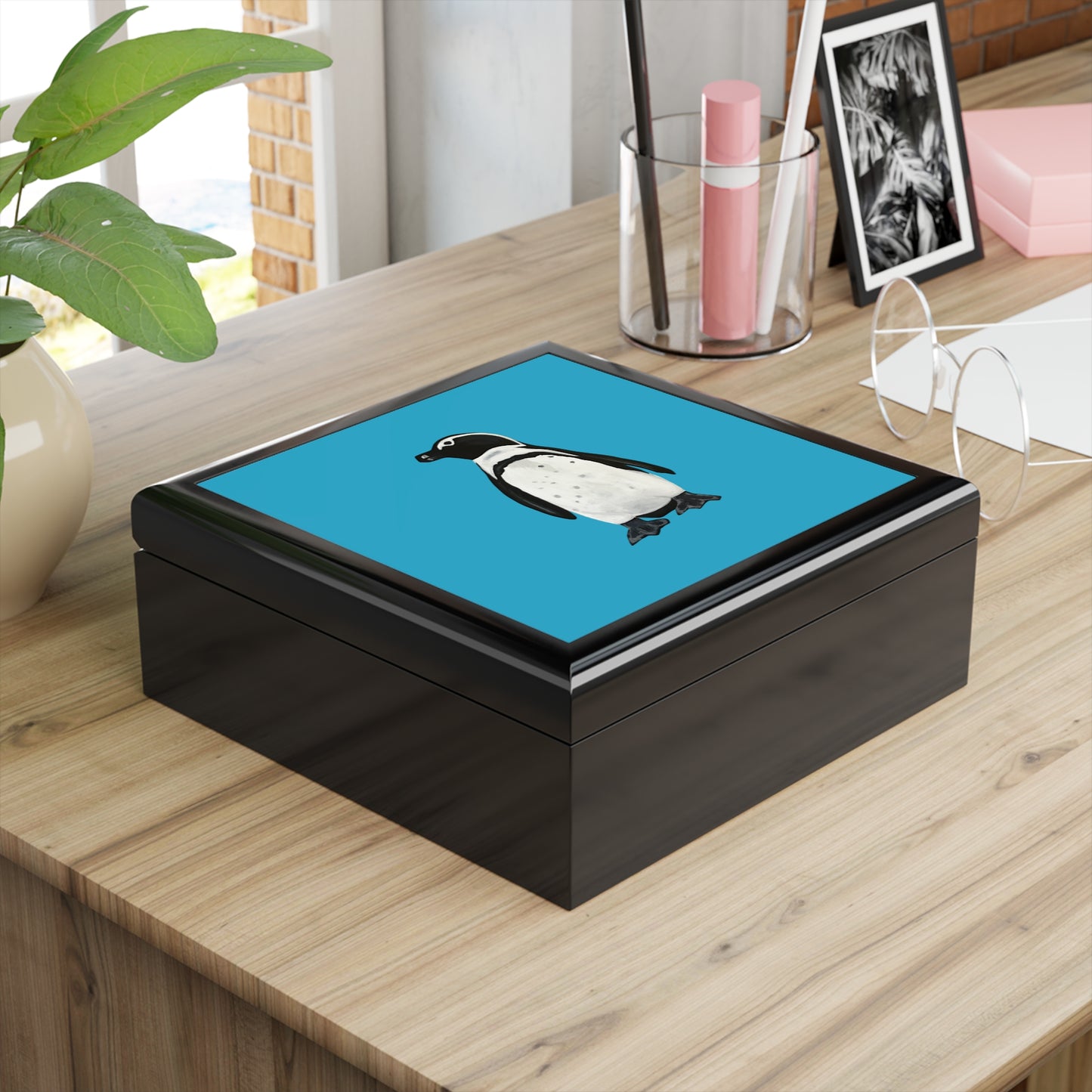 Penguin Love Aqua Jewelry Box