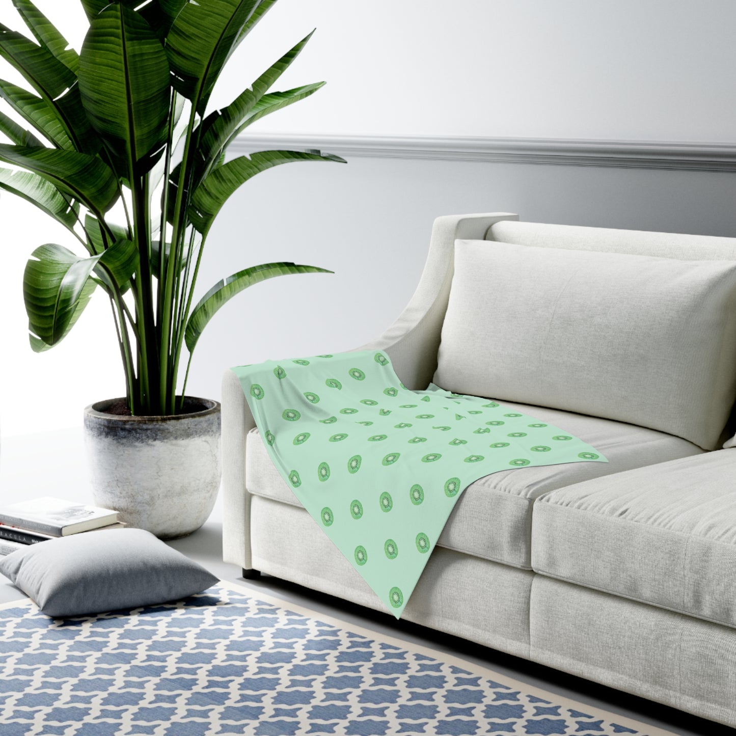 Green Kiwi Dot Baby Swaddle Blanket — Soft Nature Print Newborn Wrap