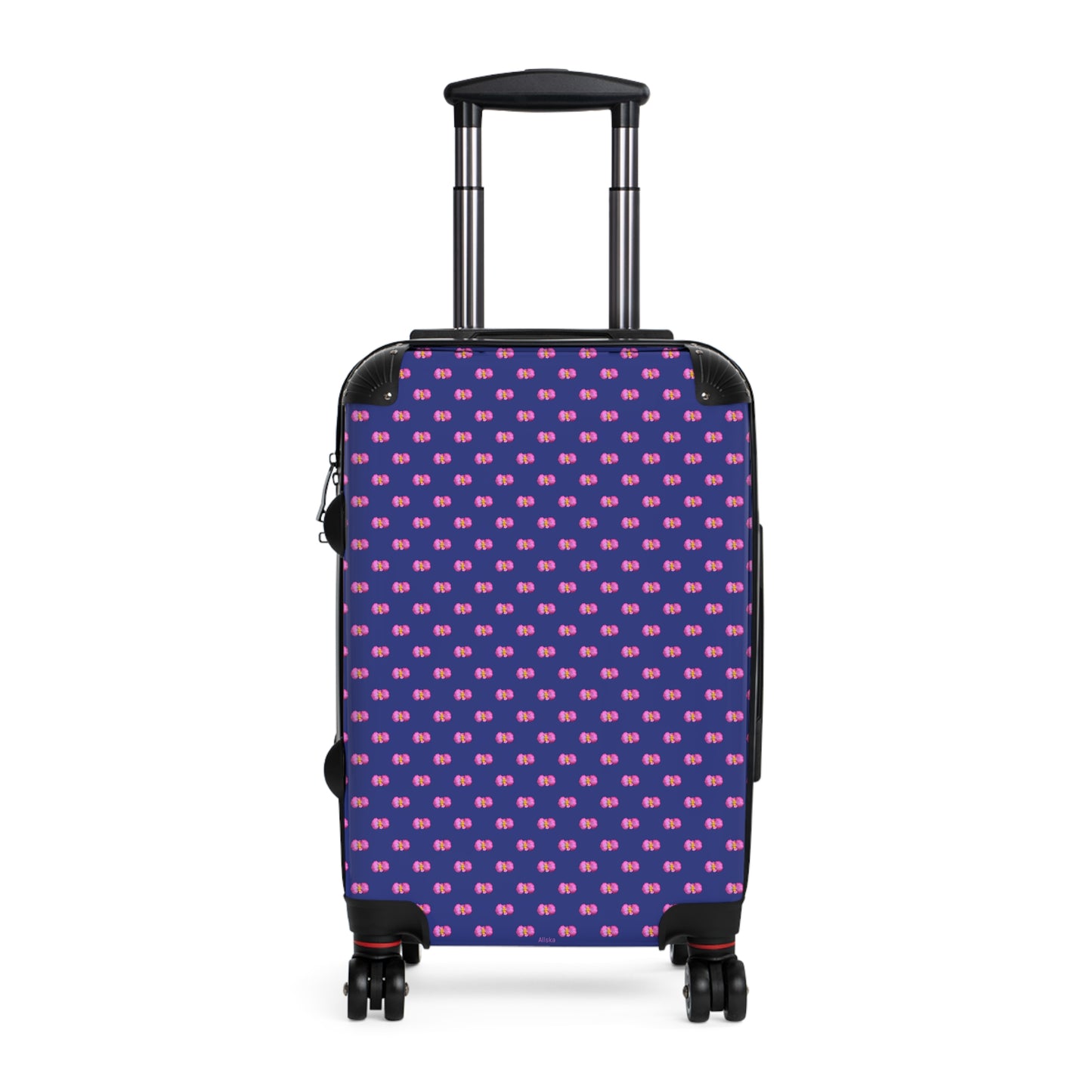 Pink Begonia Floral Pattern Carry-On Suitcase — Blue & Pink Travel Luggage