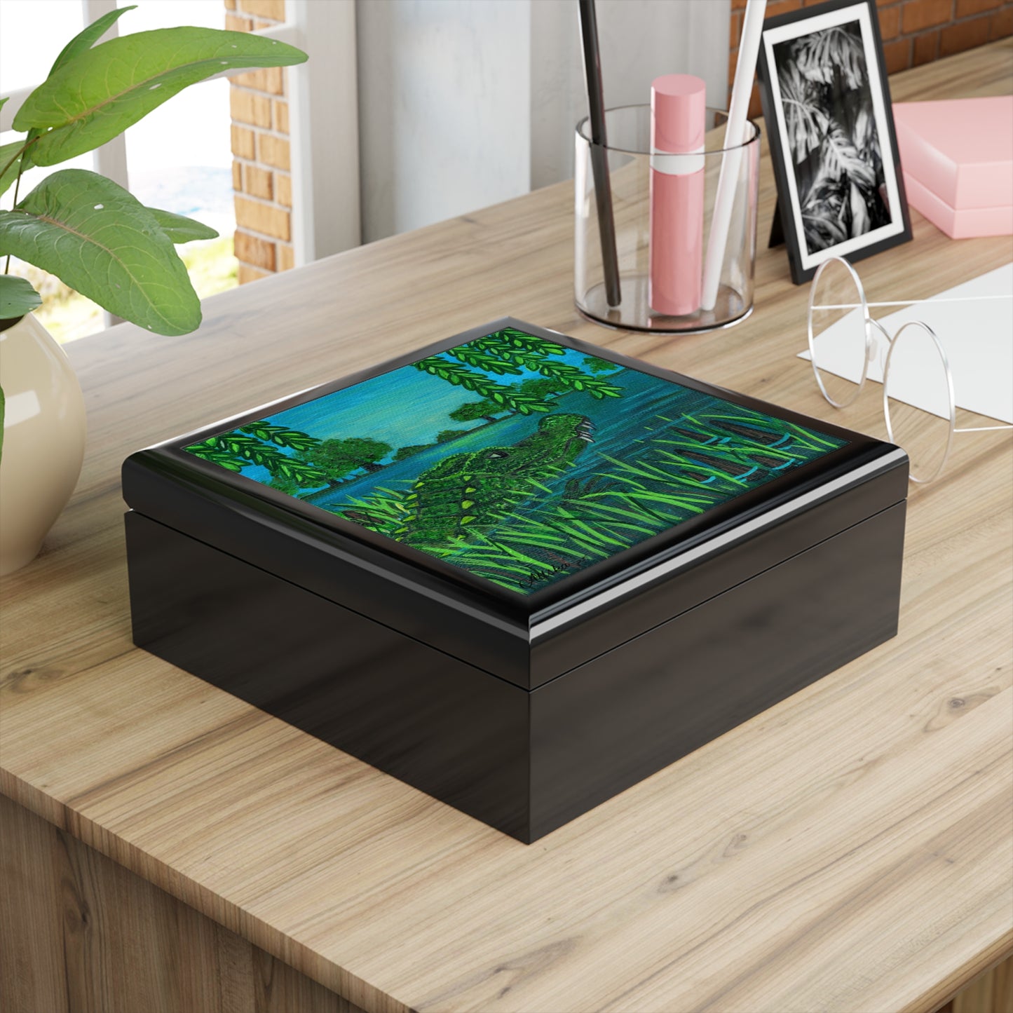 Green Alligator Lake Jewelry Box