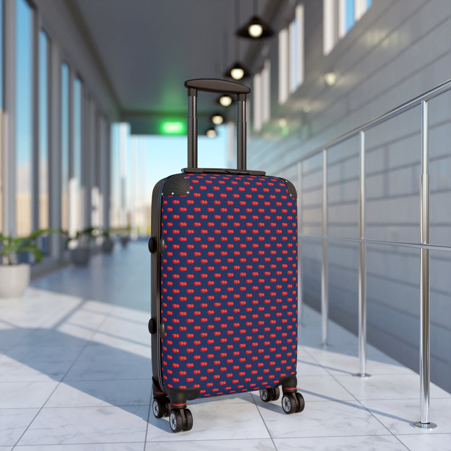 Red Begonia Floral Hard-Shell Carry-On Suitcase