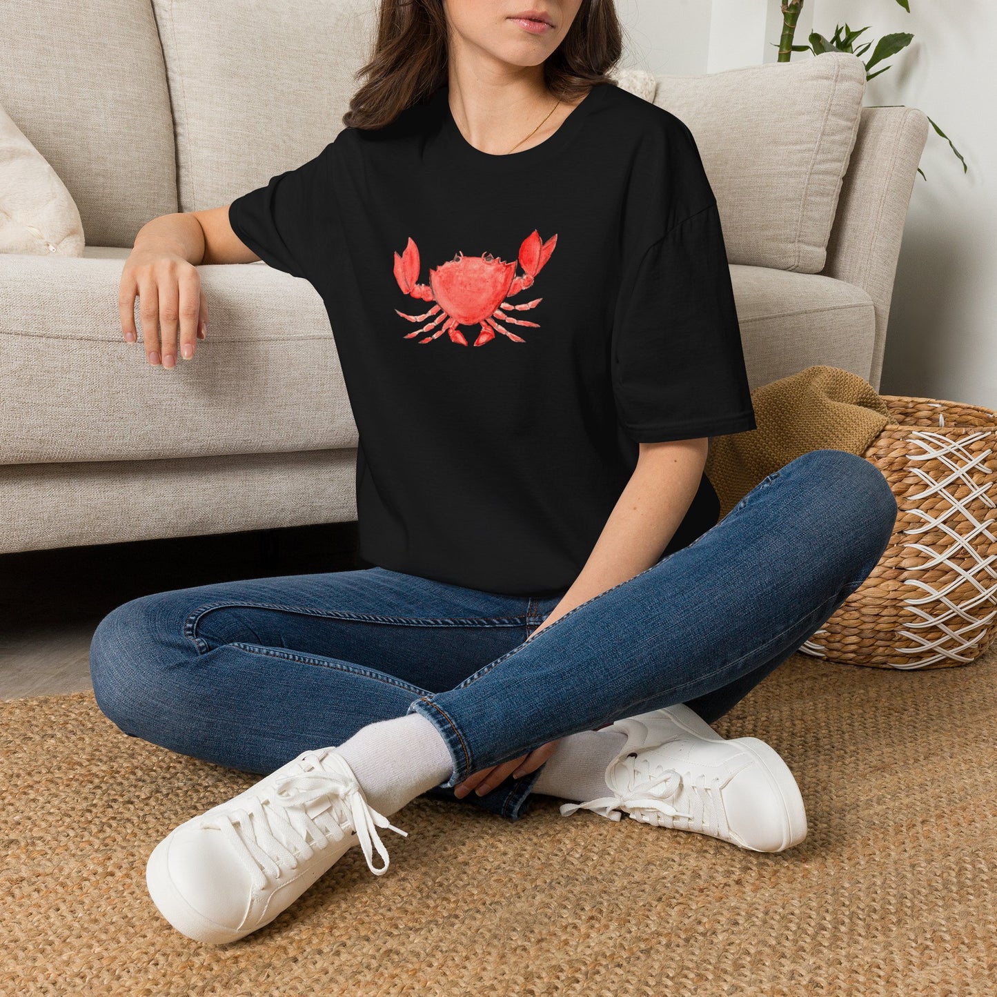 Crab Watercolor T-Shirt — Cute Coastal Beach Graphic Tee