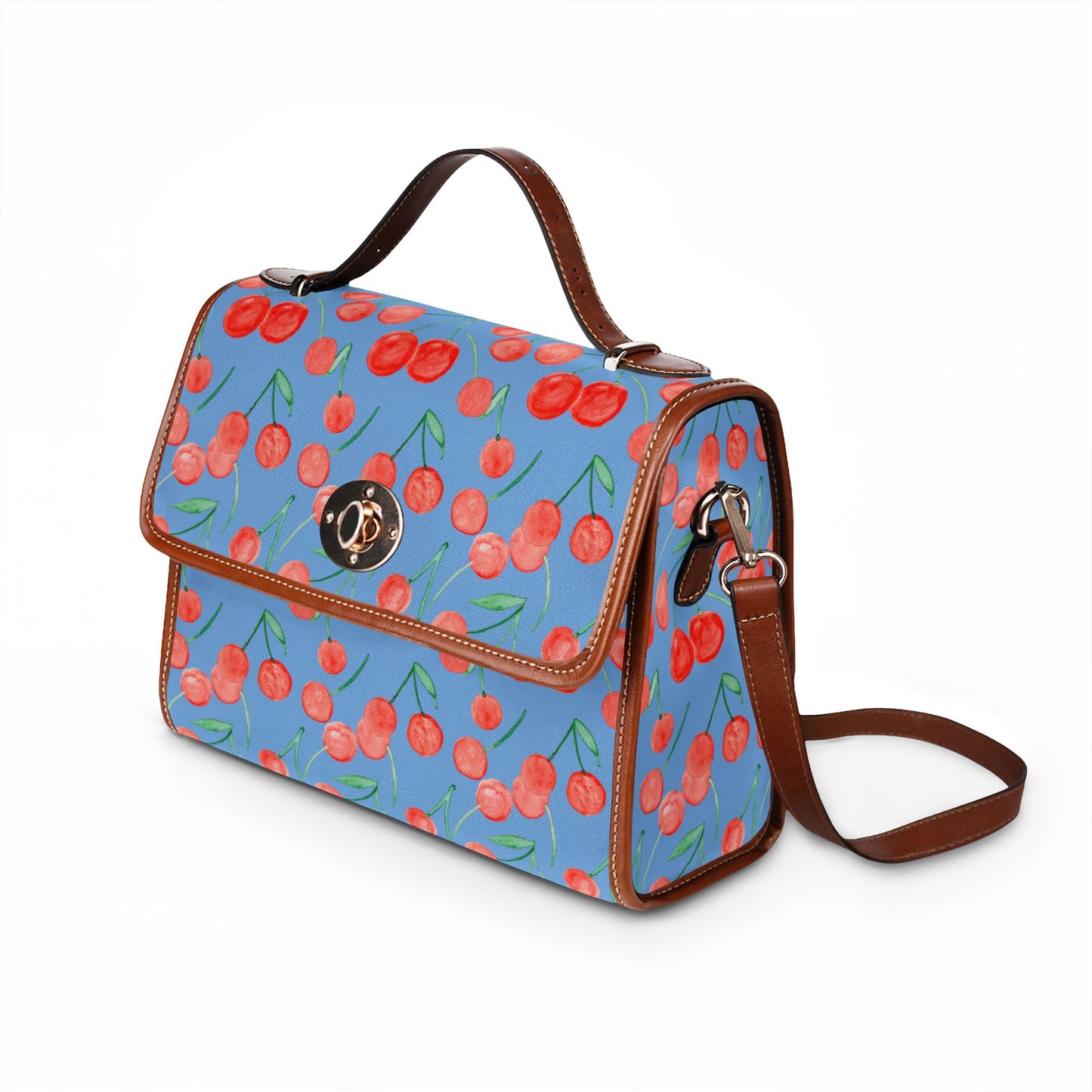 Watercolor Cherry Pattern Canvas Bag | Waterproof Fruit Purse