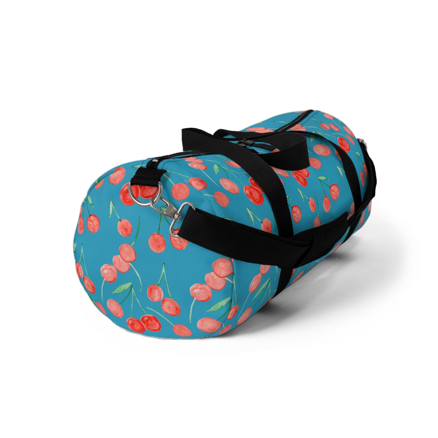 Cherry Pattern Duffel Bag | Blue Cherry Print Travel Bag