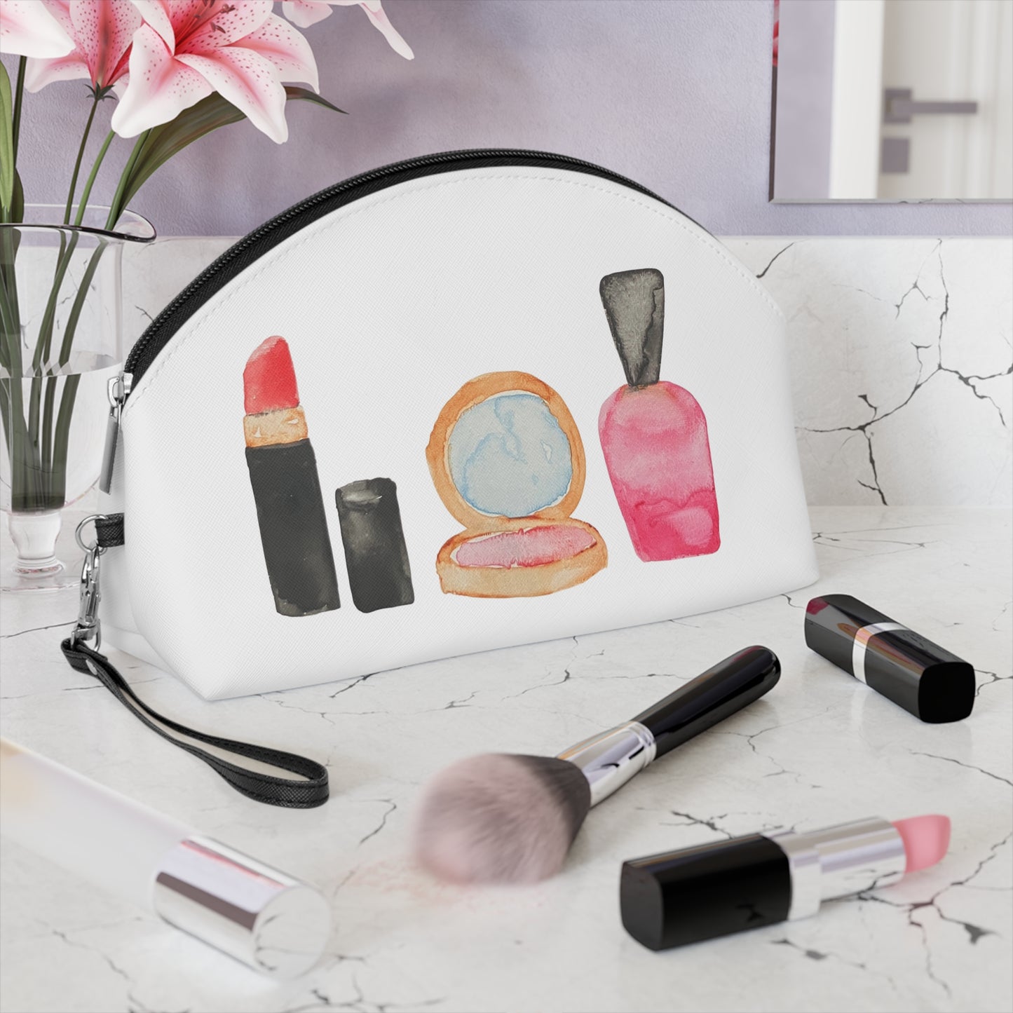 Watercolor Lipstick Compact Nail Polish Makeup Bag | Cosmetic Pouch