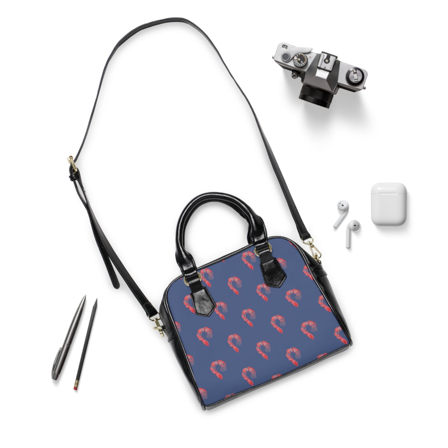 Shrimp Cocktail Blue Shoulder Handbag