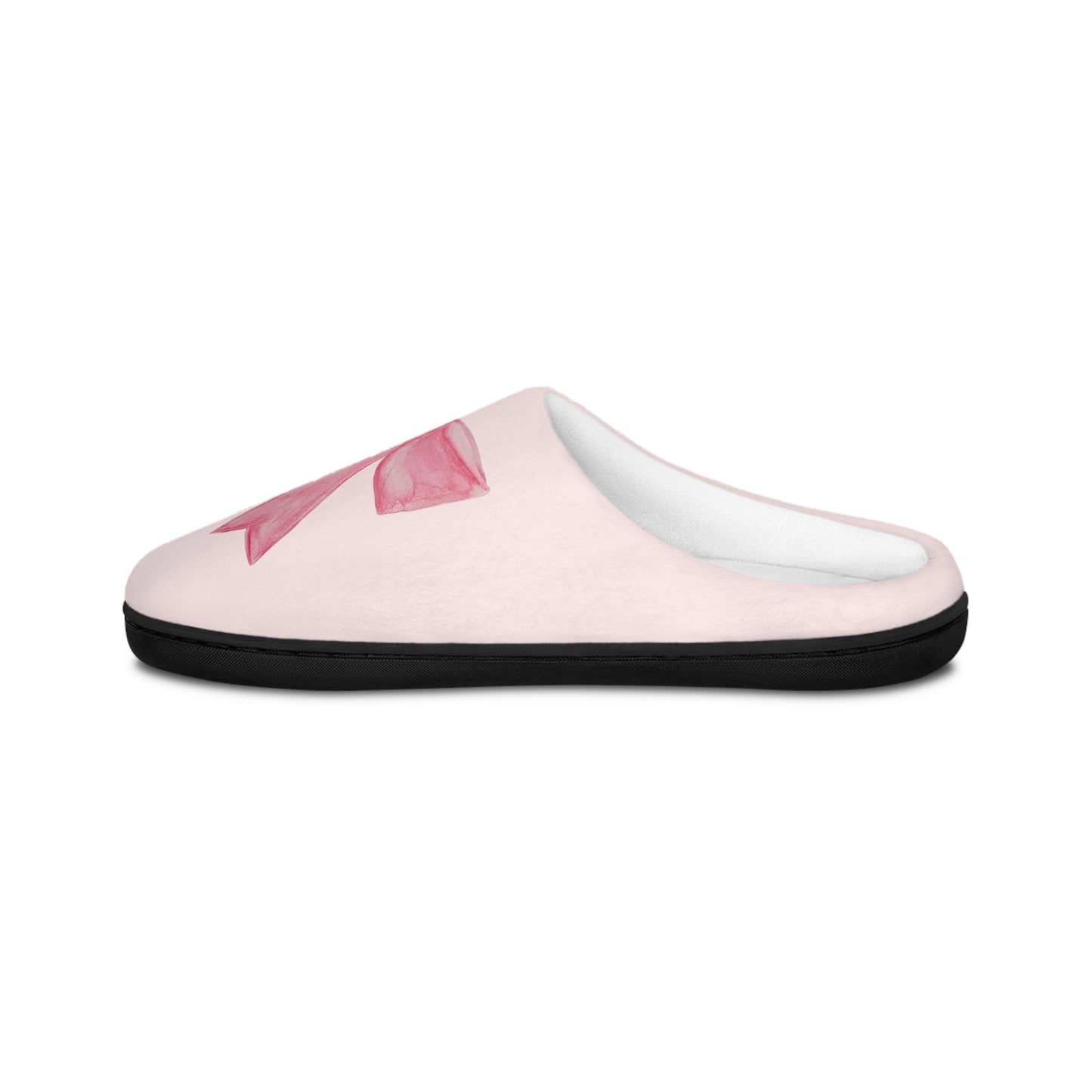 Pink Bow Women's Cozy House Slippers — Ballet Ribbon Design