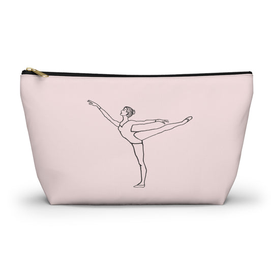 Ballet Dancer Arabesque Accessory Pouch — Pink/Blue T-Bottom Makeup Bag