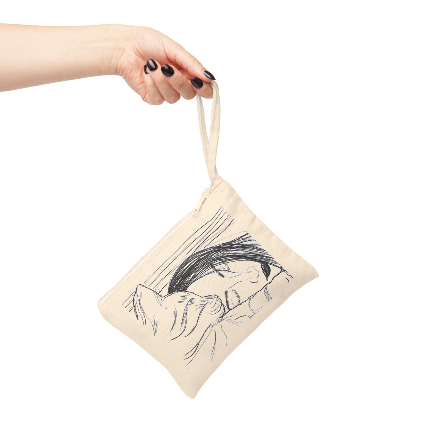 Cat Lover Zipper Pouch — Hand-Drawn Sleeping Duo Accessory Bag
