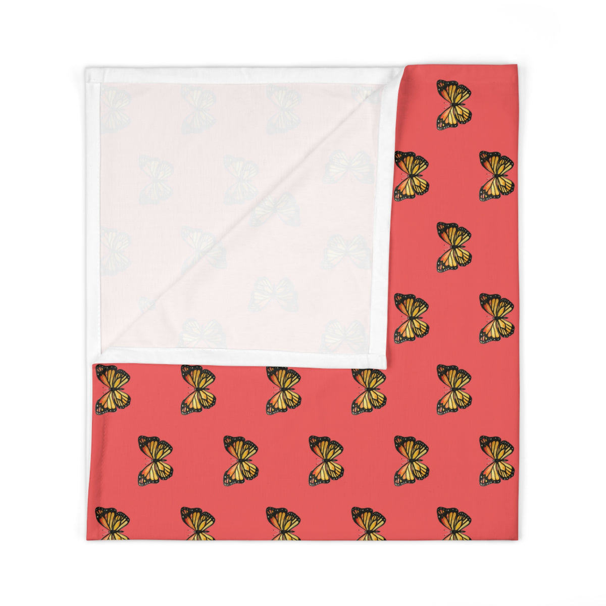 Coral Butterfly Baby Swaddle Blanket — Soft Newborn Wrap