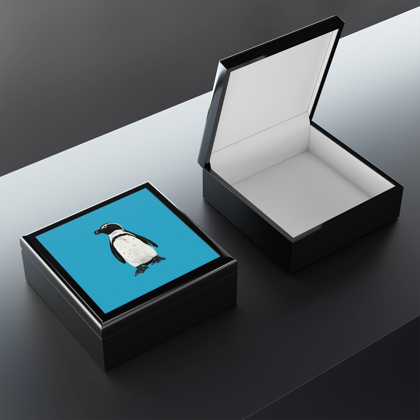 Penguin Love Aqua Jewelry Box