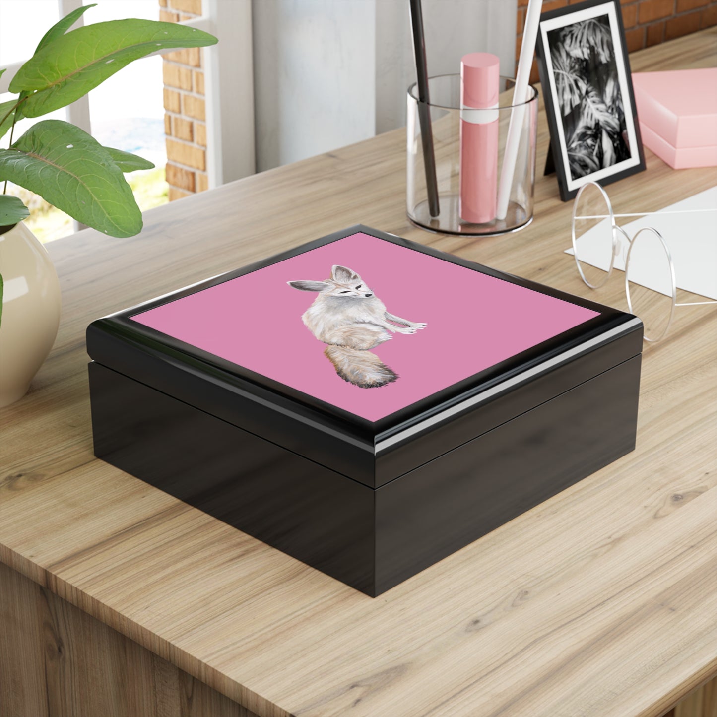 The Fox at the Zoo Fennec Fox Jewelry Box — Pink