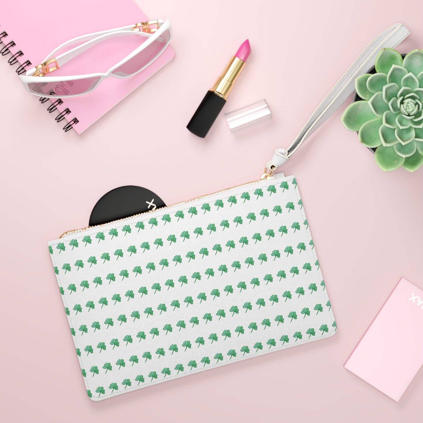 Lucky Green Clover Clutch Bag