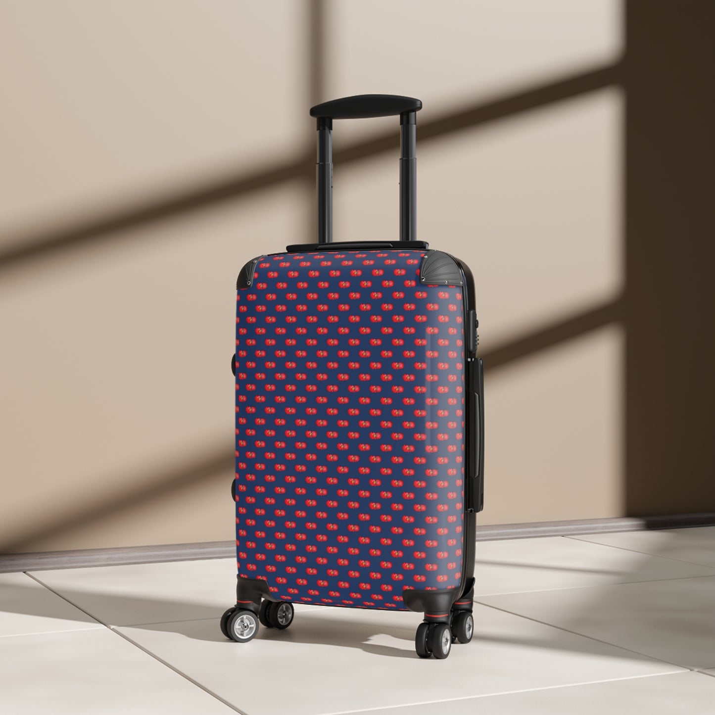 Red Begonia Floral Hard-Shell Carry-On Suitcase