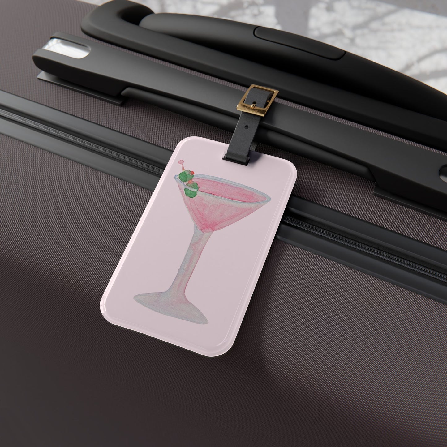Pink Martini Cocktail Luggage Tag — Acrylic Travel Bag ID