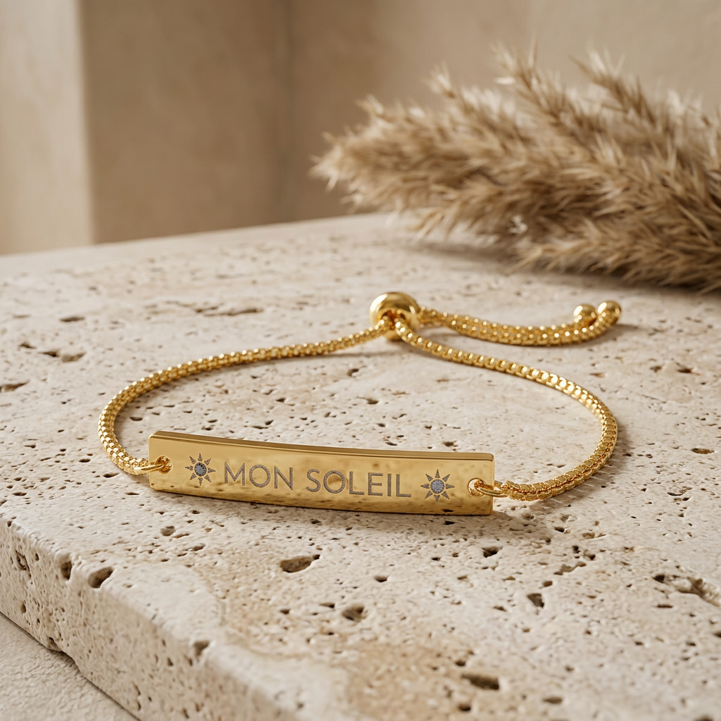 French Bar Bracelet Gift Set — “Mes Étoiles, Mon Soleil, Ma Lune”
