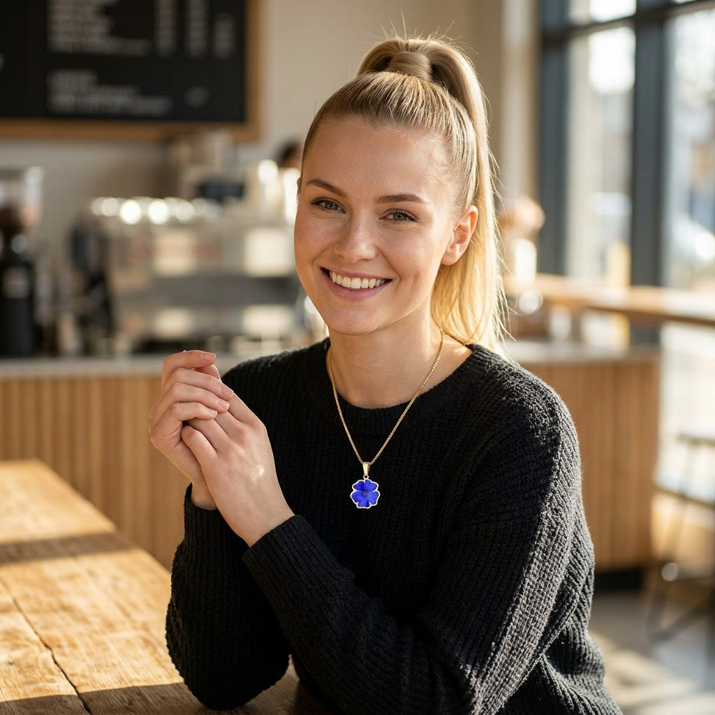 Plumbago Flower Pendant Necklace