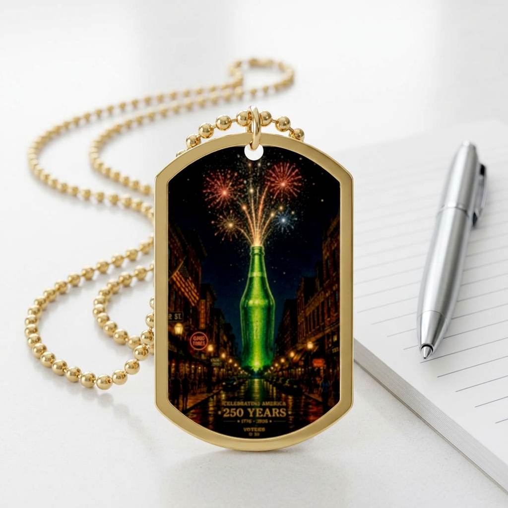 Fireworks Nightscape Dog Tag Necklace — America's 250th Anniversary