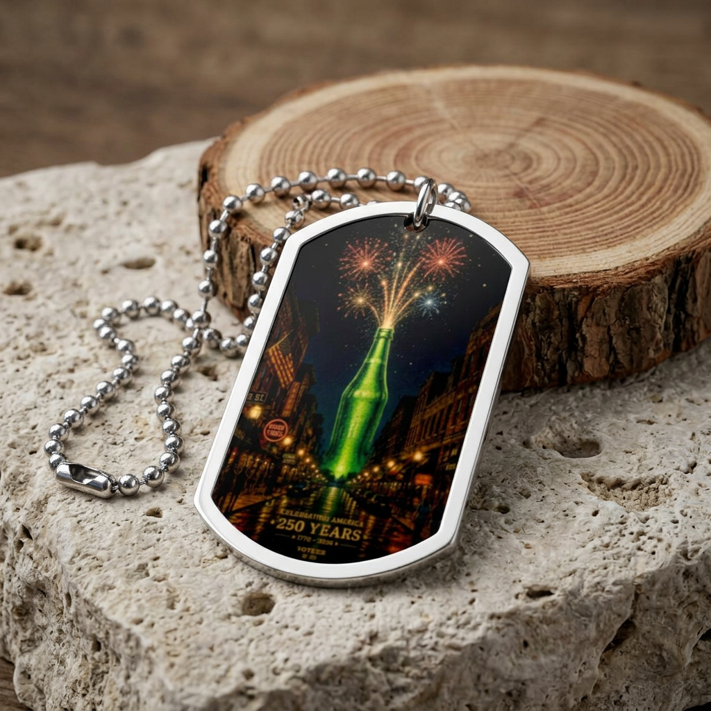 Fireworks Nightscape Dog Tag Necklace — America's 250th Anniversary