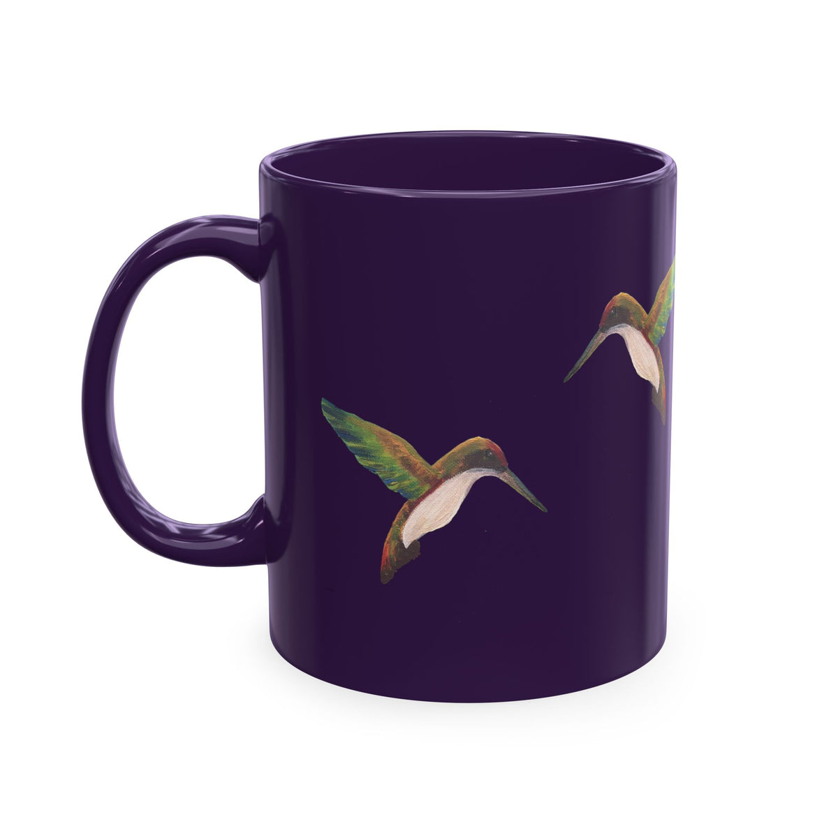 Hummingbird Pattern Ceramic Mug — Watercolor Nature Bird Coffee Cup