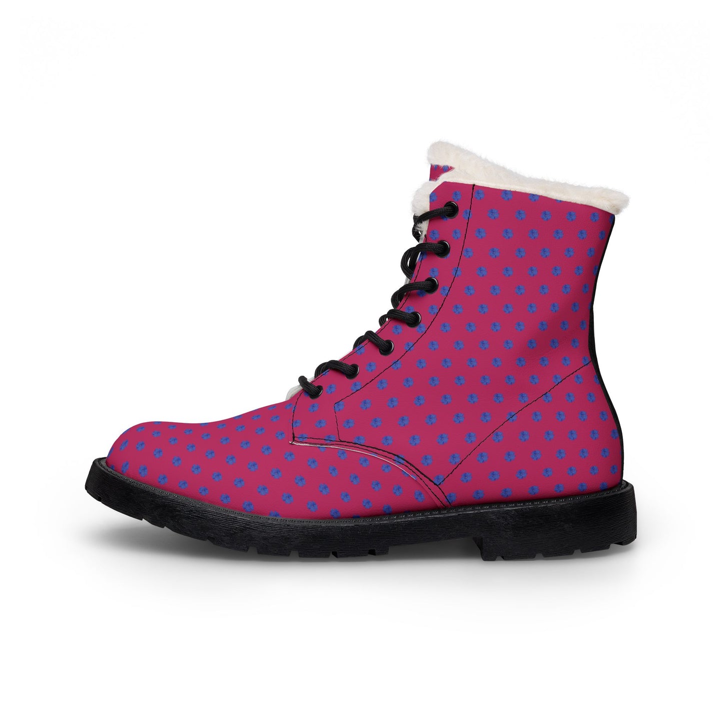 Plumbago Blue Floral Hot Pink Women's Boots