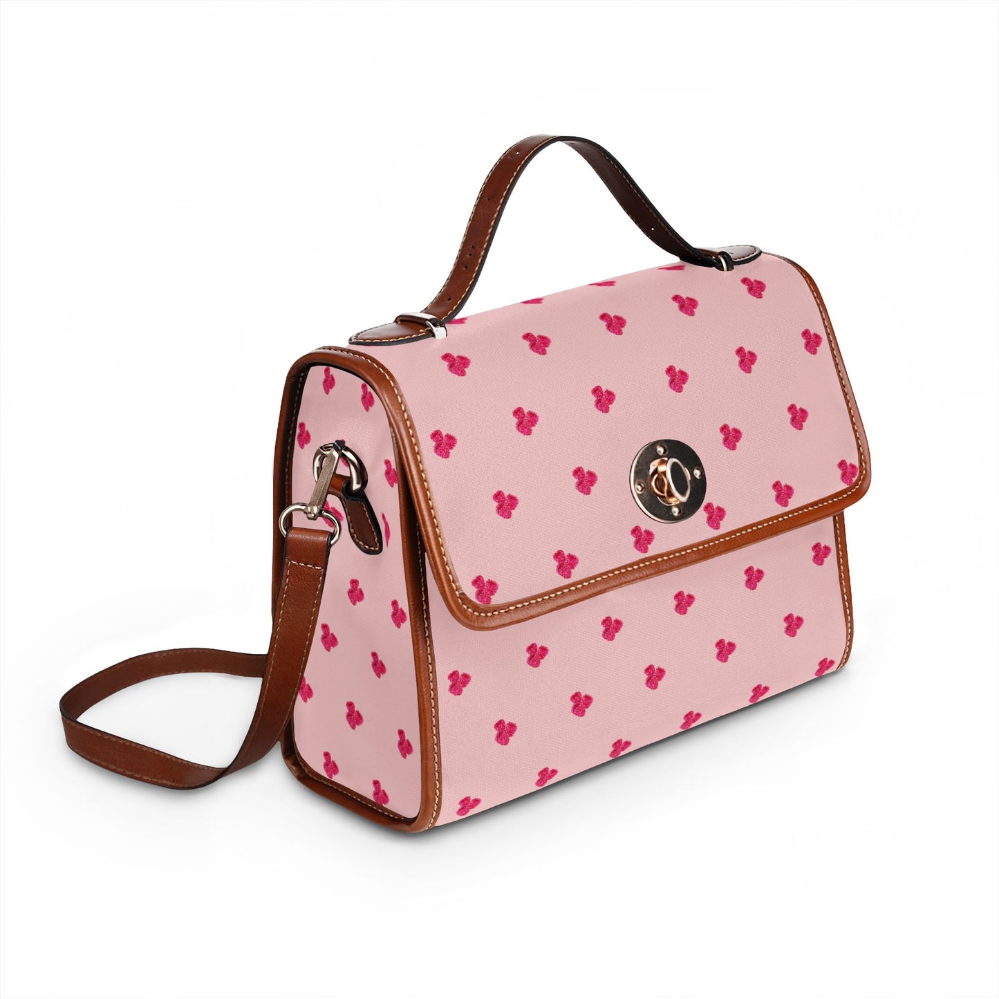 Raspberry Pattern Canvas Tote — Waterproof Fruit Print Bag