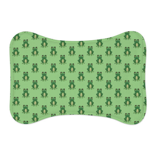 Green Frog Pet Feeding Mat — Non-Slip Dog & Cat Bowl Placemat