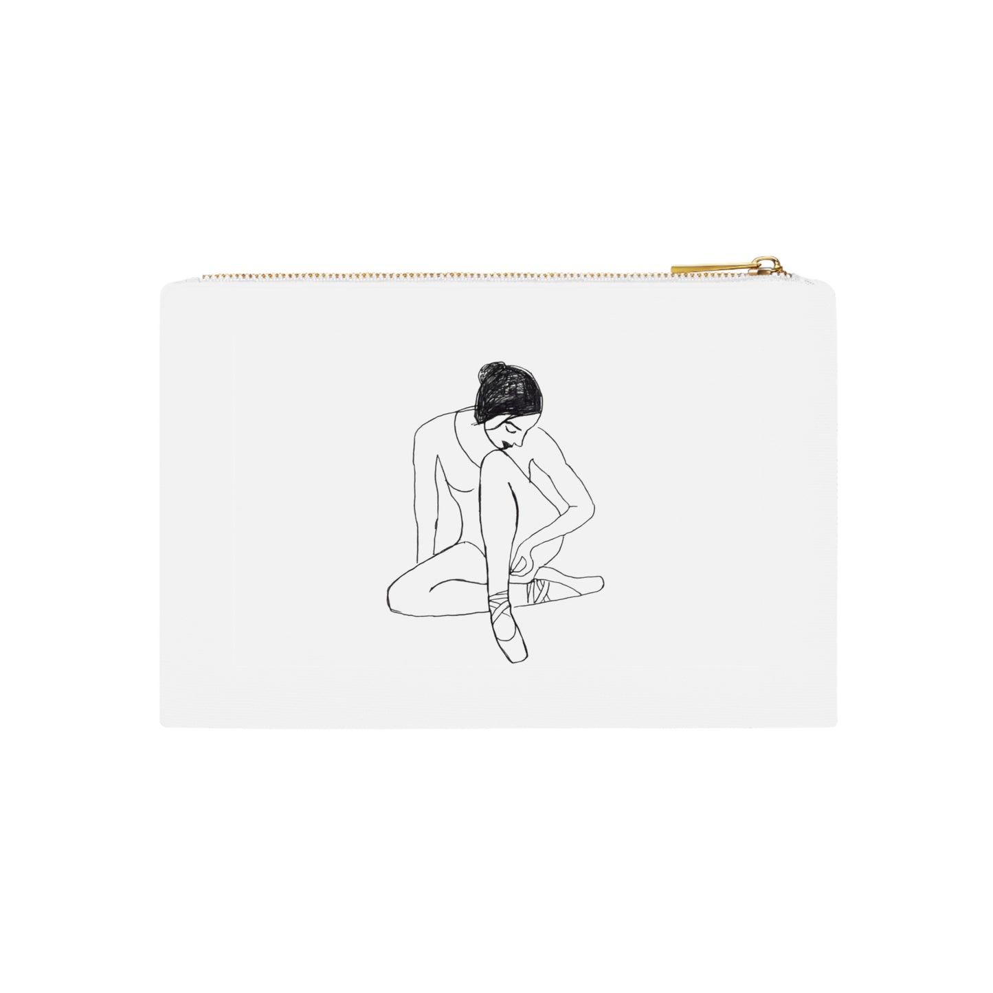 Ballet Dancer Cosmetic Bag — Minimal Line Art Makeup Pouch