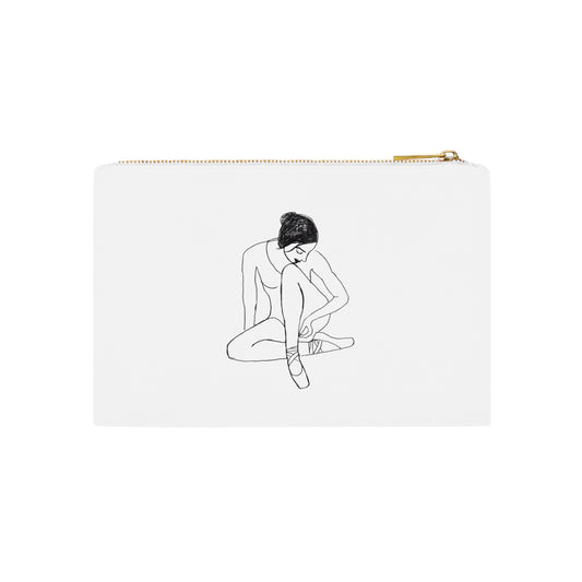 Ballet Dancer Cosmetic Bag — Minimal Line Art Makeup Pouch