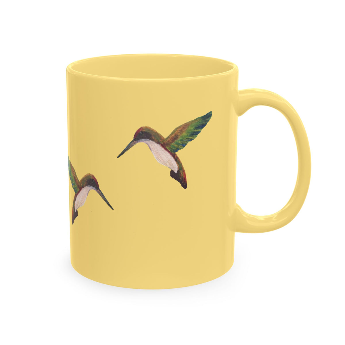 Hummingbird Pattern Ceramic Mug — Watercolor Nature Bird Coffee Cup