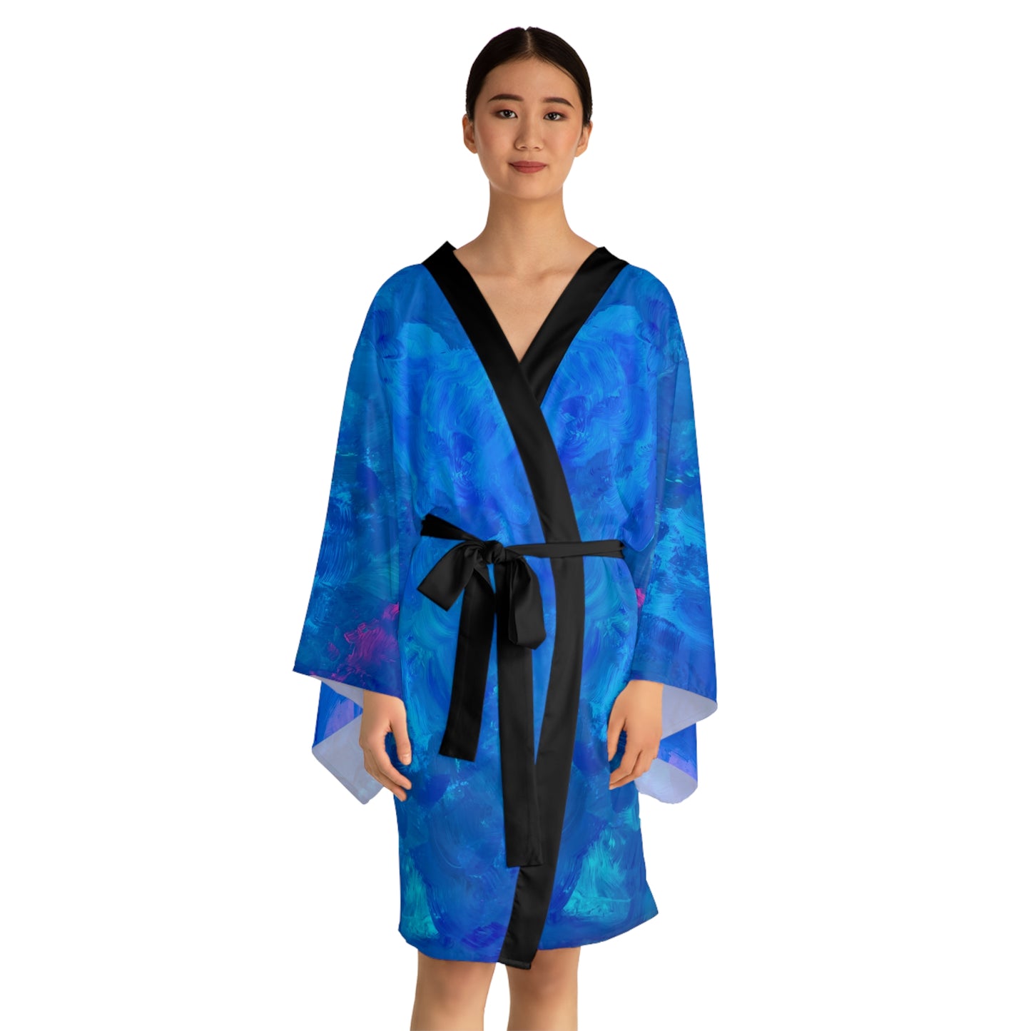Vibrant Wish Print Long Sleeve Kimono Robe — Lightweight Loungewear