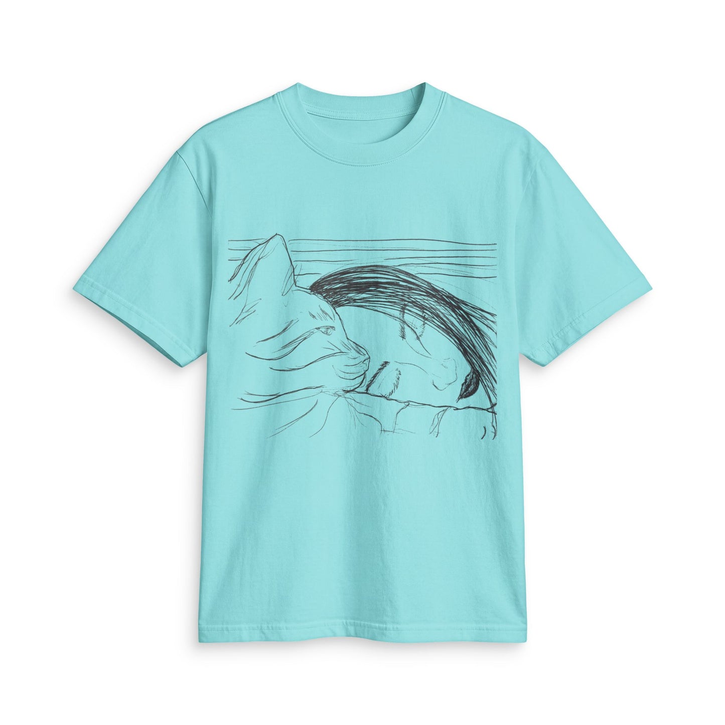 Sleepy Cat Sketch T-Shirt — Minimalist Hand-Drawn Cat Tee