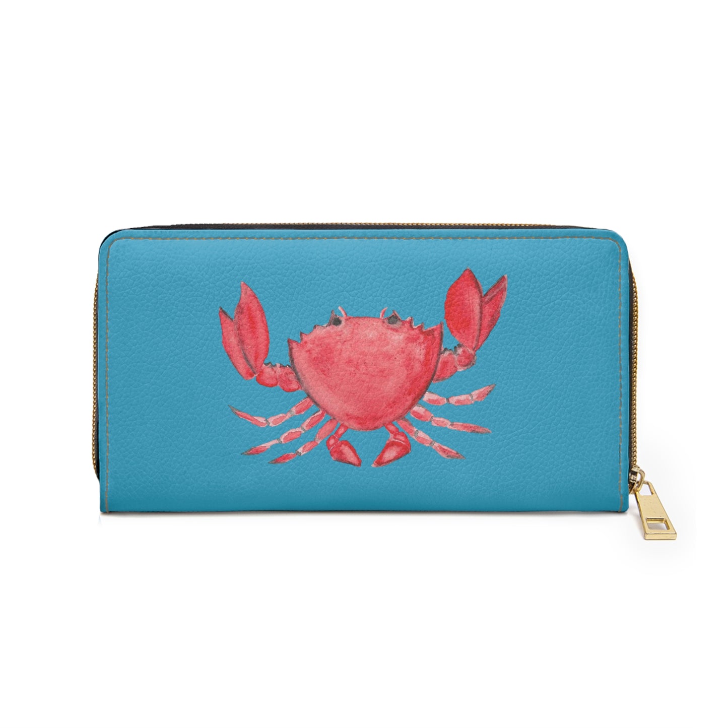 Cute Crabby Red Watercolor Crab Zipper Wallet