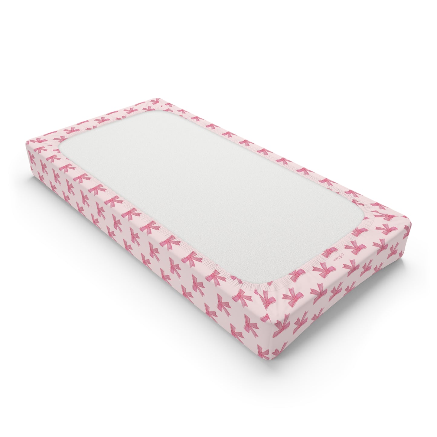 Pink Bow Baby Changing Pad Cover — Soft Jersey Nursery Bedding
