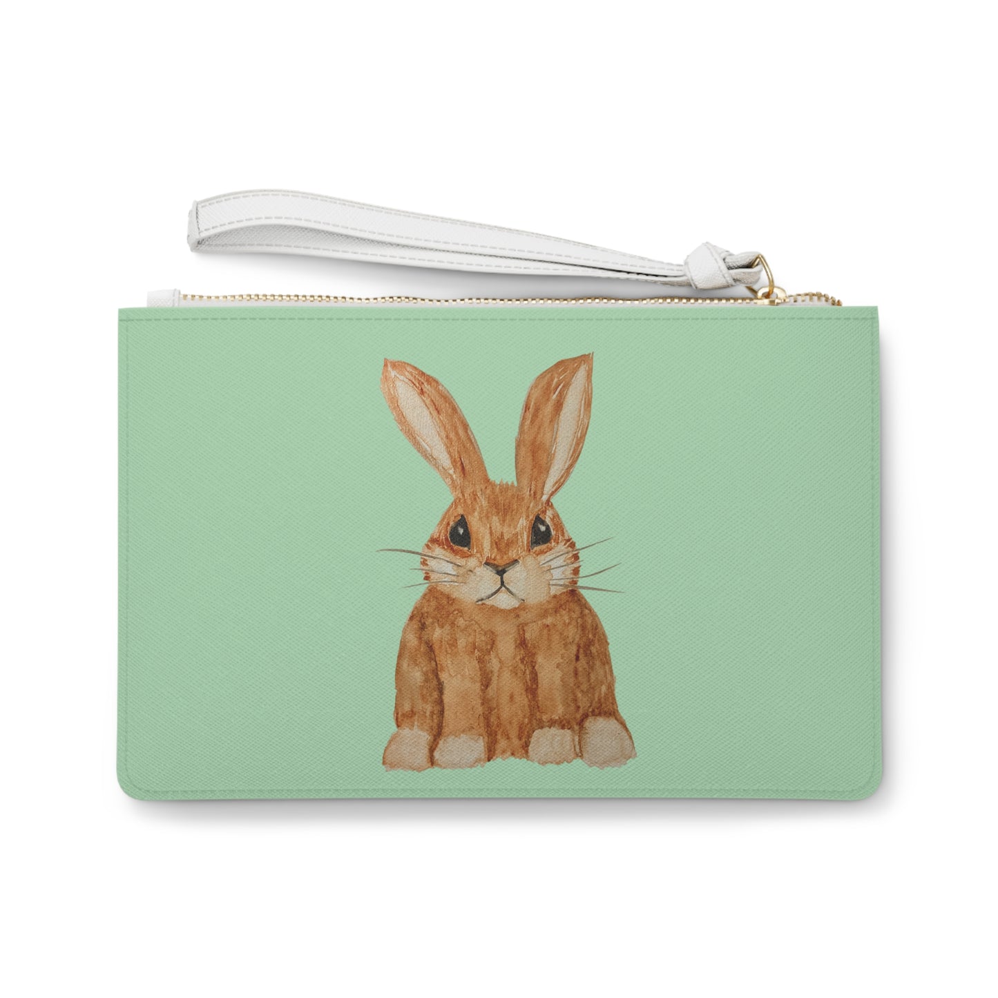 Bunny Clutch Bag — Watercolor Rabbit Saffiano Wristlet
