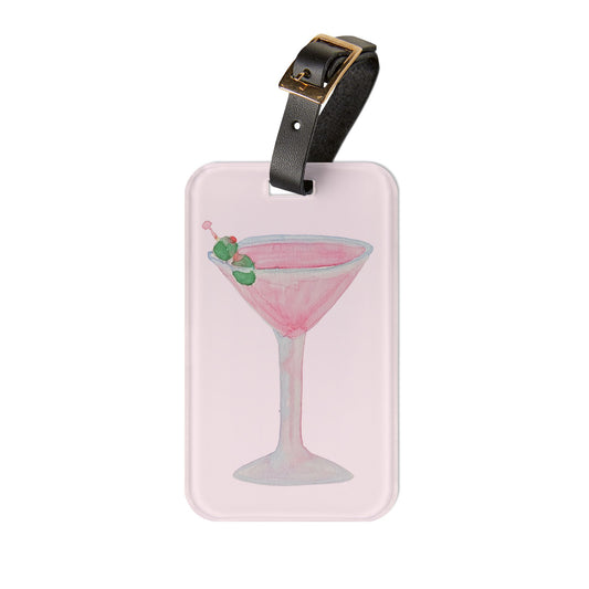 Pink Martini Cocktail Luggage Tag — Acrylic Travel Bag ID