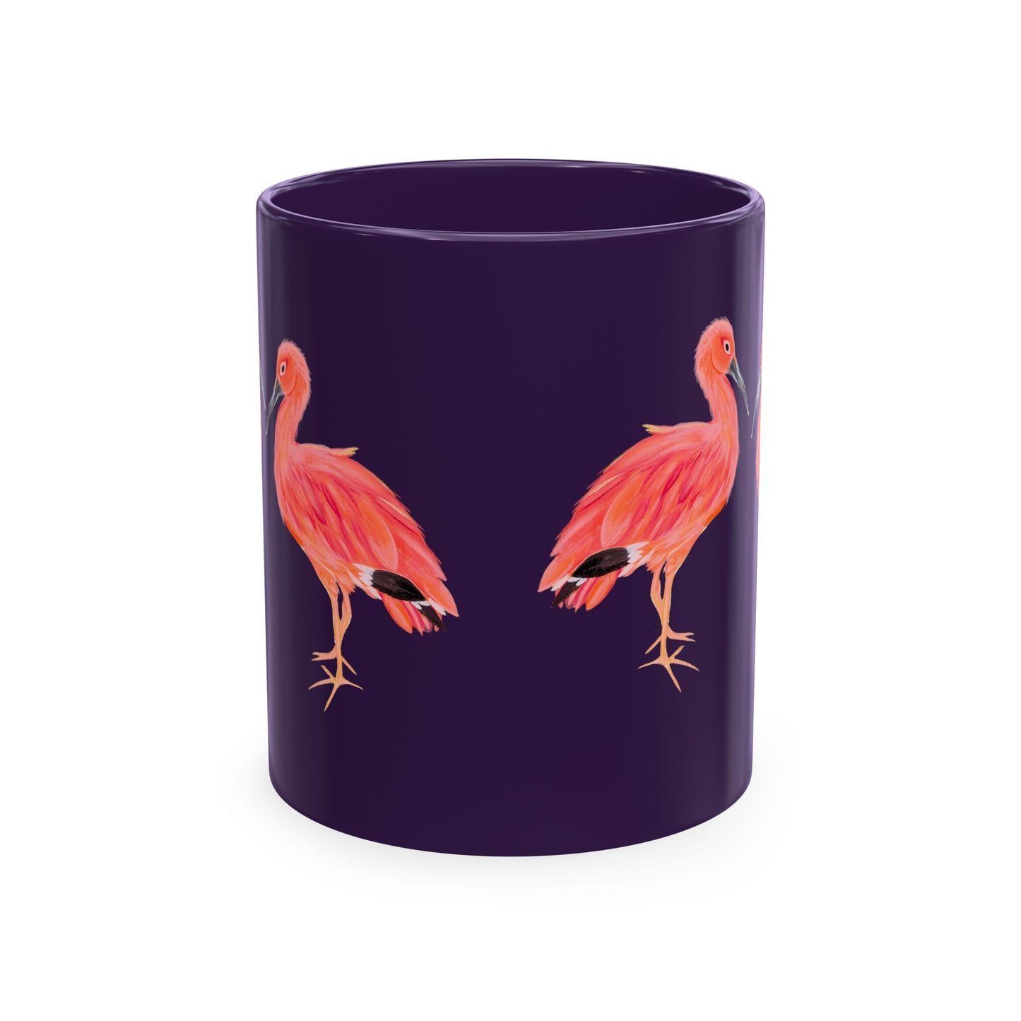 Ibis Bird Duo Ceramic Mug — Tropical Pink Bird Coffee Cup Assorted Color Mugs