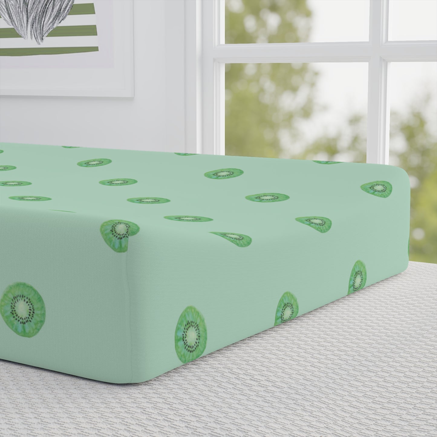 Green Kiwi Baby Changing Pad Cover — Soft Fitted Nursery Bedding