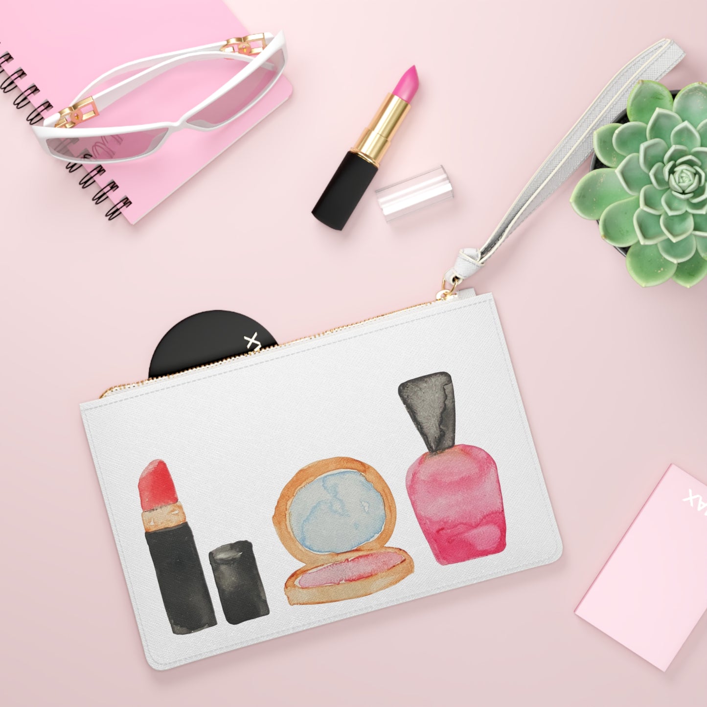 Make-Up Icons Watercolor Clutch Bag