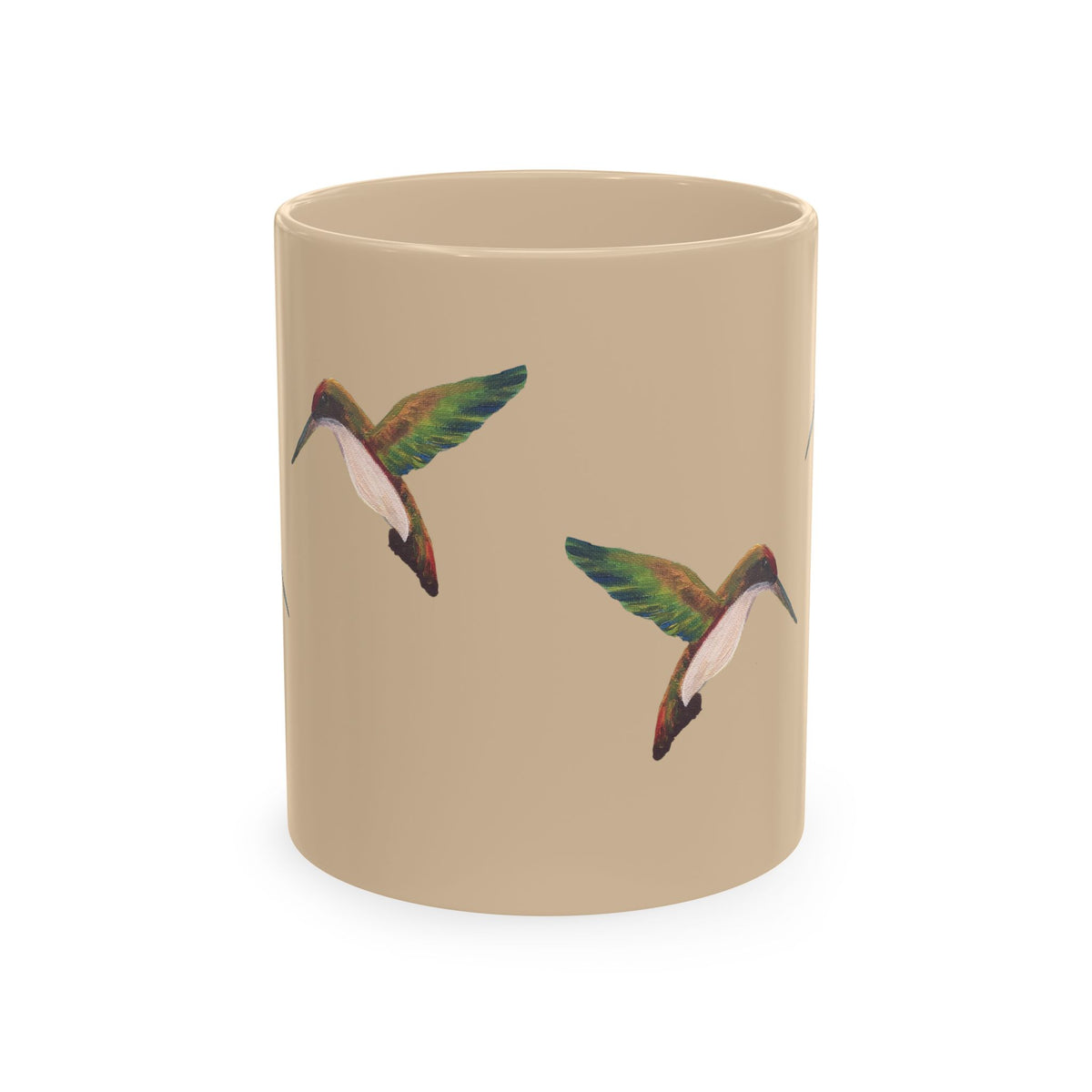 Hummingbird Pattern Ceramic Mug — Watercolor Nature Bird Coffee Cup