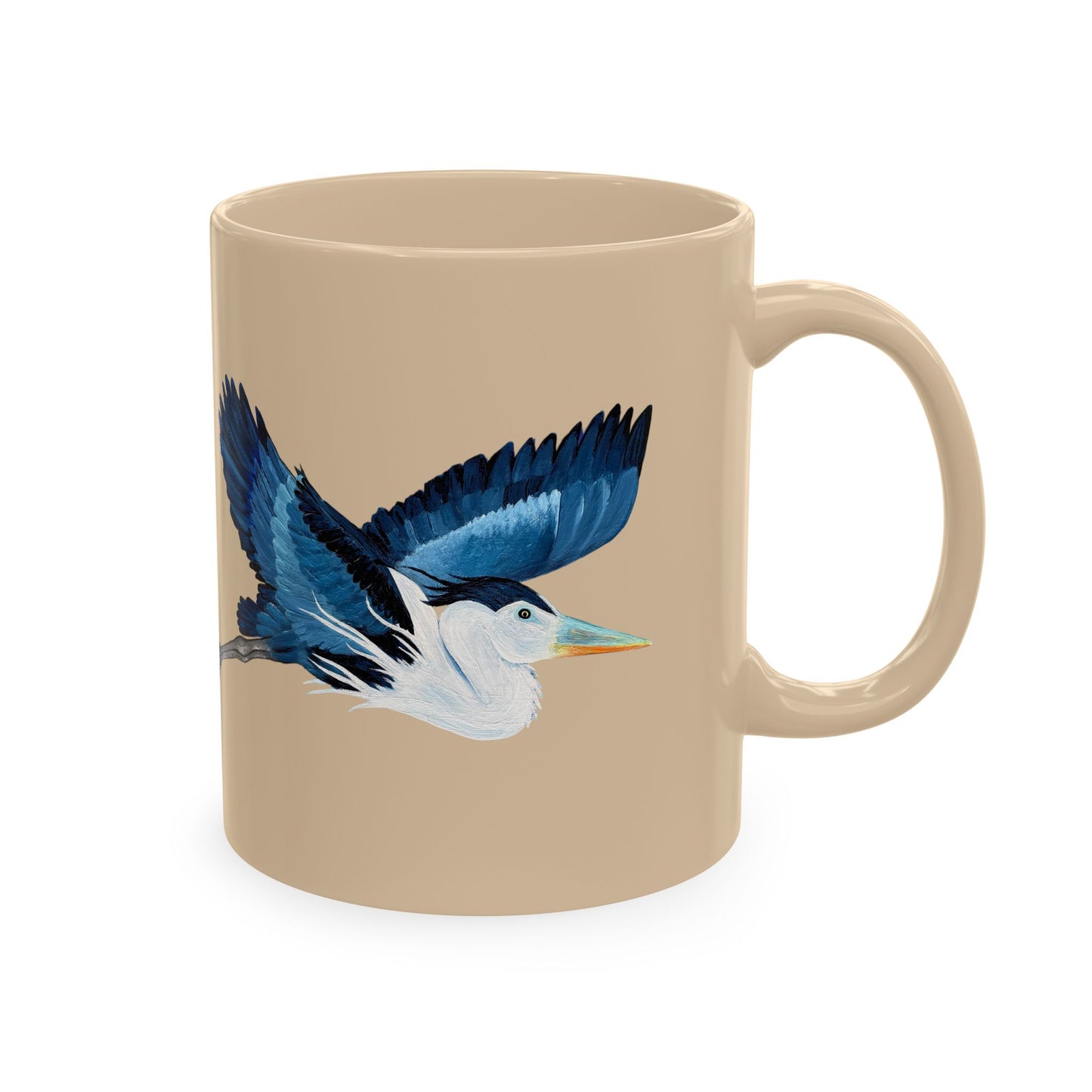 Blue Heron Ceramic Mug — Nature Bird Coffee Cup