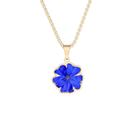 Plumbago Flower Pendant Necklace