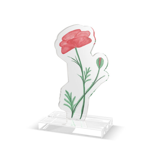 Poppy Floral Acrylic Cutout Standee — Desk Display Keepsake