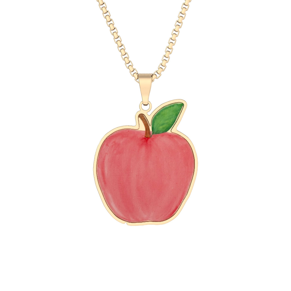 Personalized Apple Photo Pendant Necklace – Custom Cut Photo Jewelry for Teachers, Moms, Graduations